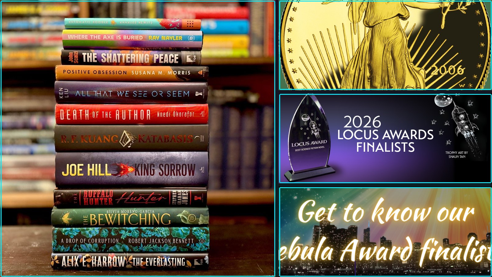 Composite featured image for Award Season: Hugo, Nebula, Locus, and Other SF/F Finalists - 2026-W16