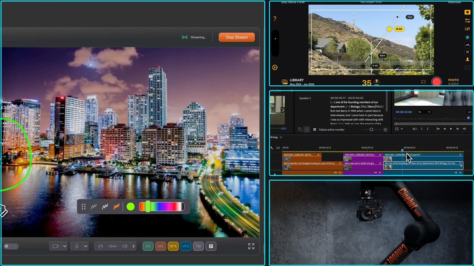 Production software and hardware, Threadline Studio ProRes multi-cam, and more.