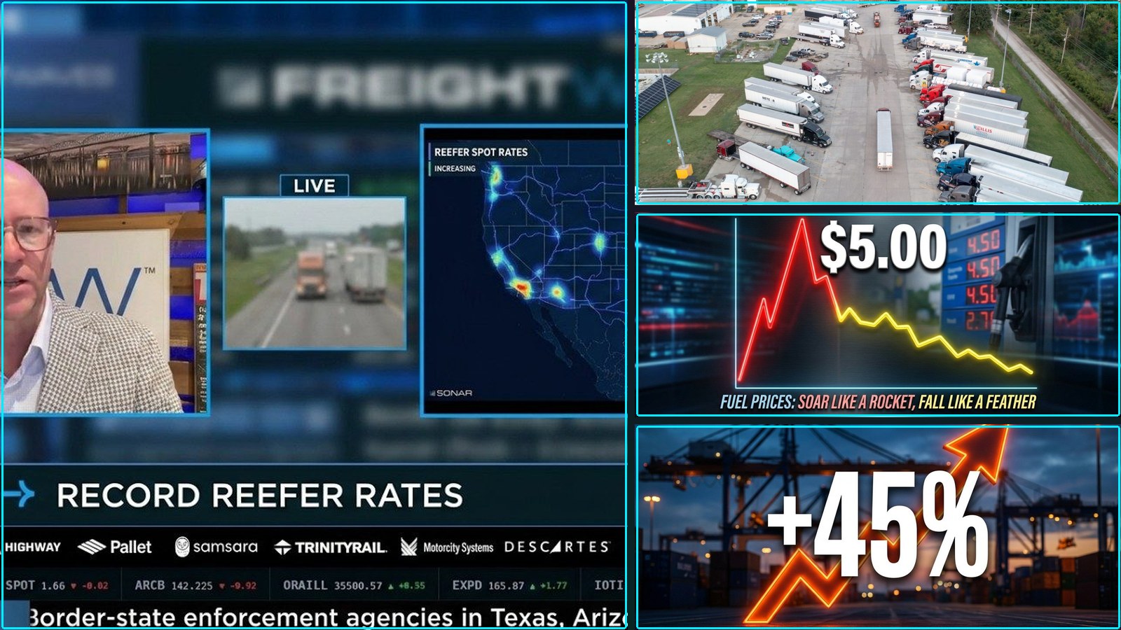 Trucking rates, fuel, and capacity, U S Bank Freight Payment Index shows spot, and more.